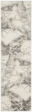8' Ivory and Gray Abstract Non Skid Runner Rug