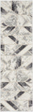 8' Ivory Black and Gray Geometric Non Skid Runner Rug