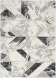 4' X 6' Ivory Black and Gray Geometric Non Skid Area Rug