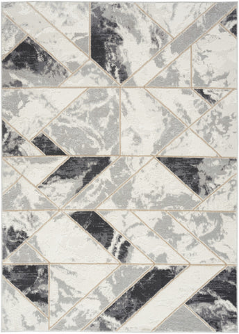 4' X 6' Ivory Black and Gray Geometric Non Skid Area Rug