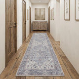 12' Ivory And Black Floral Distressed Runner Rug