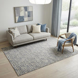 5' X 7' Blue Geometric Distressed Area Rug