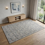 4' X 6' Blue Geometric Distressed Area Rug