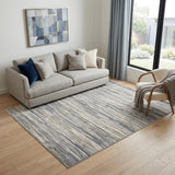 5' X 7' Cream Abstract Distressed Area Rug