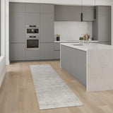 8' Light Gray Geometric Runner Rug
