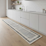 8' Ivory And Gray Geometric Runner Rug