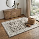 4' X 6' Gray Floral Distressed Area Rug
