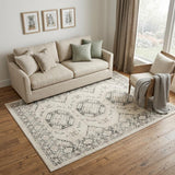 5' X 7' Gray Geometric Distressed Area Rug