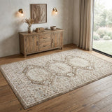4' X 6' Brown Geometric Distressed Area Rug