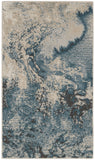 2' X 4' Ivory Teal Blue and Black Abstract Area Rug