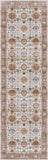 8' Beige and Orange Oriental Distressed Non Skid Runner Rug