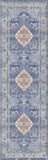 8' Ivory Red and Blue Oriental Distressed Non Skid Runner Rug