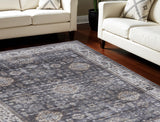 5' X 7' Charcoal and Ivory Oriental Distressed Non Skid Area Rug