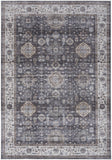 5' X 7' Charcoal and Ivory Oriental Distressed Non Skid Area Rug