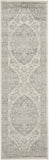 7' Ivory And Gray Floral Medallion Distressed Runner Rug
