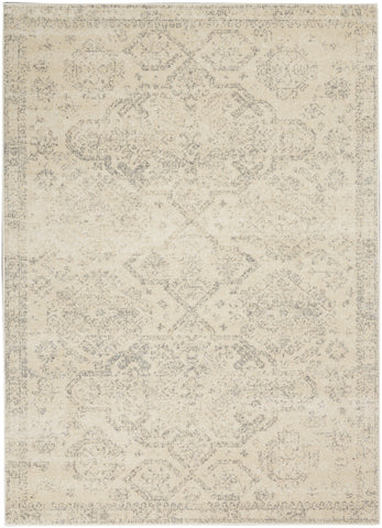 4' X 6' Beige And Gray Oriental Distressed Area Rug