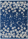 4' X 6' Navy Blue and Ivory Floral Area Rug