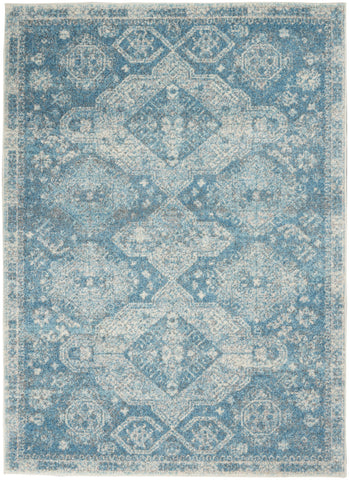 4' X 6' Ivory and Light Blue Oriental Distressed Area Rug