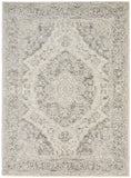 4' X 6' Ivory And Gray Floral Medallion Distressed Area Rug