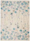 4' X 6' Ivory And Blue Floral Area Rug