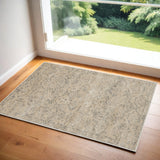 2' X 4' Beige And Gray Oriental Distressed Area Rug