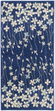 2' X 4' Navy Blue and Ivory Floral Area Rug
