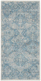 2' X 4' Ivory and Light Blue Oriental Distressed Area Rug