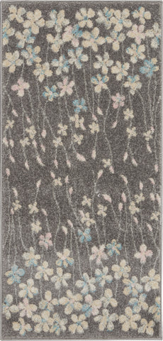 2' X 4' Beige And Gray Floral Area Rug