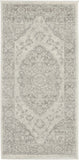 2' X 4' Ivory And Gray Floral Medallion Distressed Area Rug