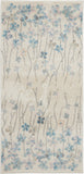 2' X 4' Ivory And Blue Floral Area Rug