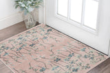 2' X 4' Pink Gray and Blue Floral Area Rug