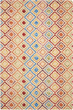 4' X 6' Ivory Blue And Red Wool Geometric Hand Tufted Area Rug
