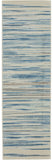 7' Ivory Blue and Gray Striped Runner Rug