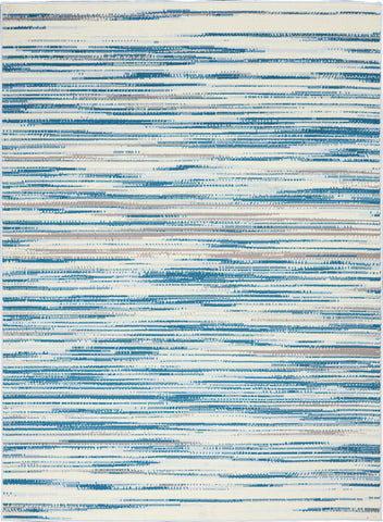 4' X 6' Ivory Blue and Gray Striped Area Rug