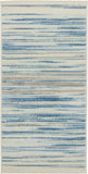 2' X 4' Ivory Blue and Gray Striped Area Rug