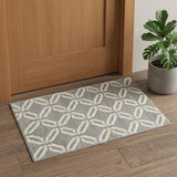 2' X 4' Gray and Ivory Trellis Area Rug