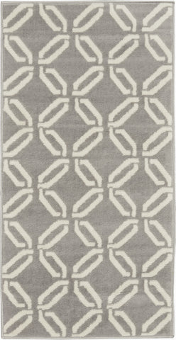 2' X 4' Gray and Ivory Trellis Area Rug