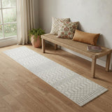 6' Gray And Ivory Geometric Runner Rug