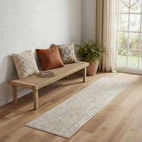 6' Beige And Brown Oriental Runner Rug