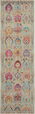 8' Ivory Pink And Orange Floral Distressed Runner Rug