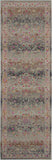 8' Ivory Brown And Gray Floral Distressed Runner Rug