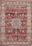 5' X 8' Ivory And Red Floral Distressed Area Rug