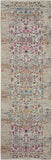 6' Ivory And Brown Floral Distressed Runner Rug