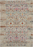 4' X 6' Ivory And Brown Floral Distressed Area Rug
