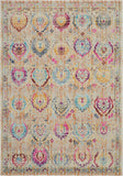 4' X 6' Ivory Pink And Orange Floral Distressed Area Rug