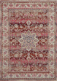 4' X 6' Ivory And Red Floral Distressed Area Rug