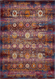 4' X 6' Blue Yellow And Red Floral Distressed Area Rug