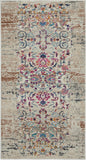 2' X 4' Ivory And Brown Floral Distressed Area Rug