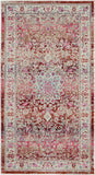 2' X 4' Ivory And Red Floral Distressed Area Rug