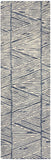 8' Blue and White Wool Abstract Runner Rug